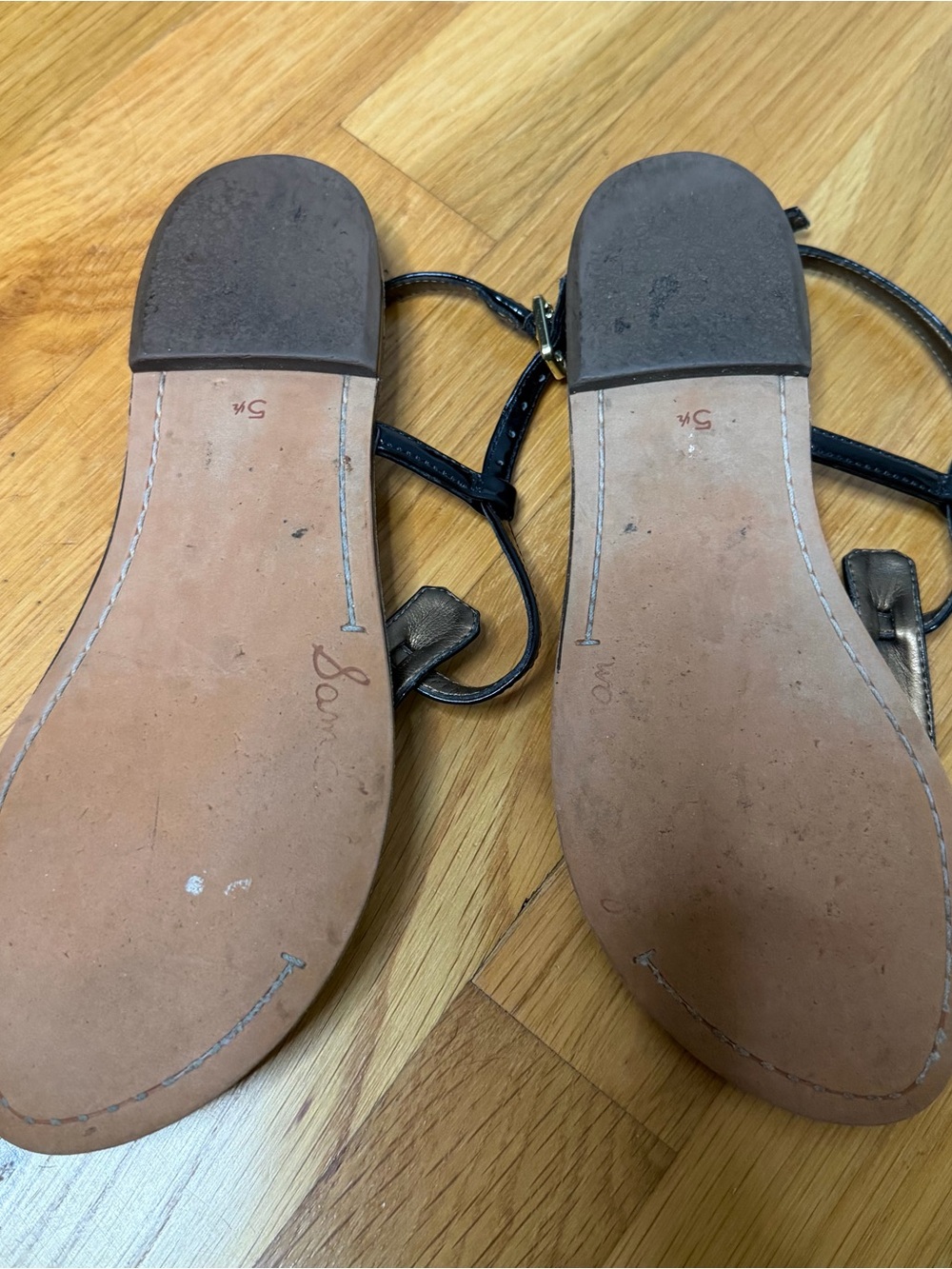 Sam Edelman Black Patent Brown Croc Gigi Flat Sandals Size 5.5 - Picture 9 of 15